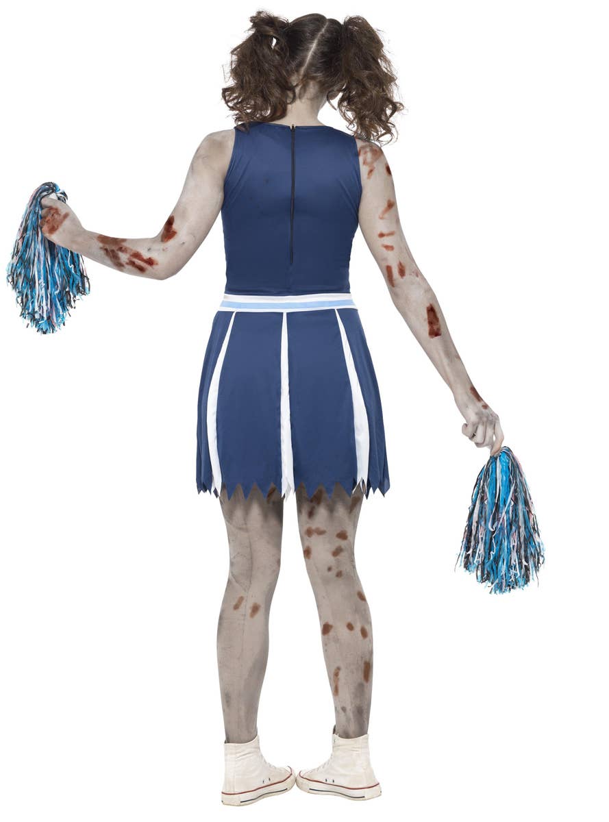 Smiffy's Teen Girl's High School Cheerleader Zombie Blood Splattered Halloween Fancy Dress Costume Back Image