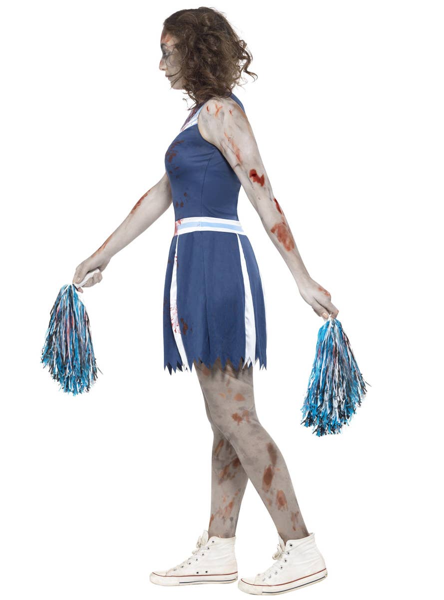 Smiffy's Teen Girl's High School Cheerleader Zombie Blood Splattered Halloween Fancy Dress Costume side Image