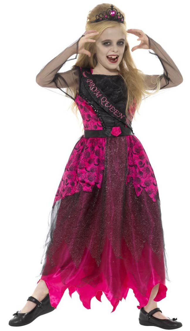 Girls Gothic Prom Queen Halloween Costume Alternate Front Image