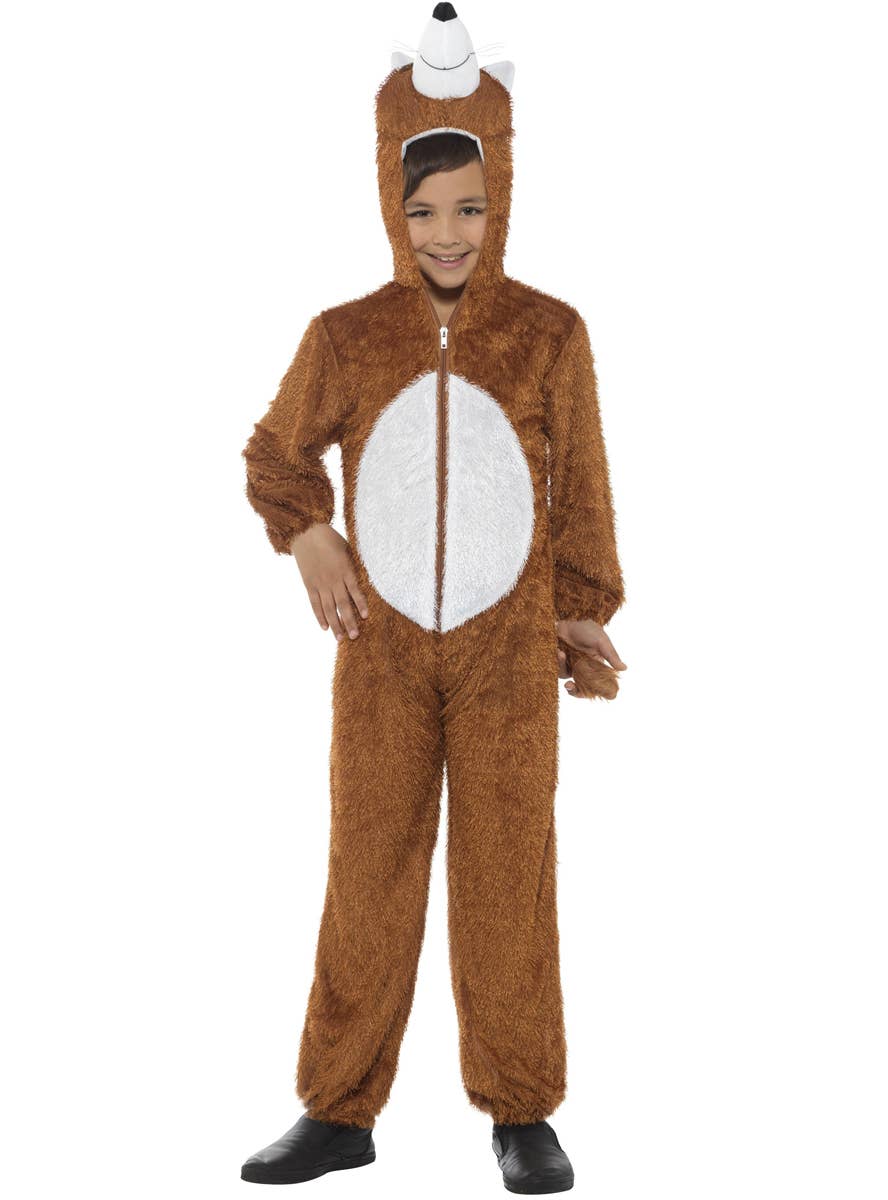 Kids Brown Fox Onesie Fancy Dress Costume Main View