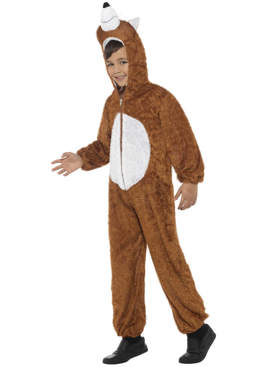 Kids Brown Fox Onesie Fancy Dress Costume Side View