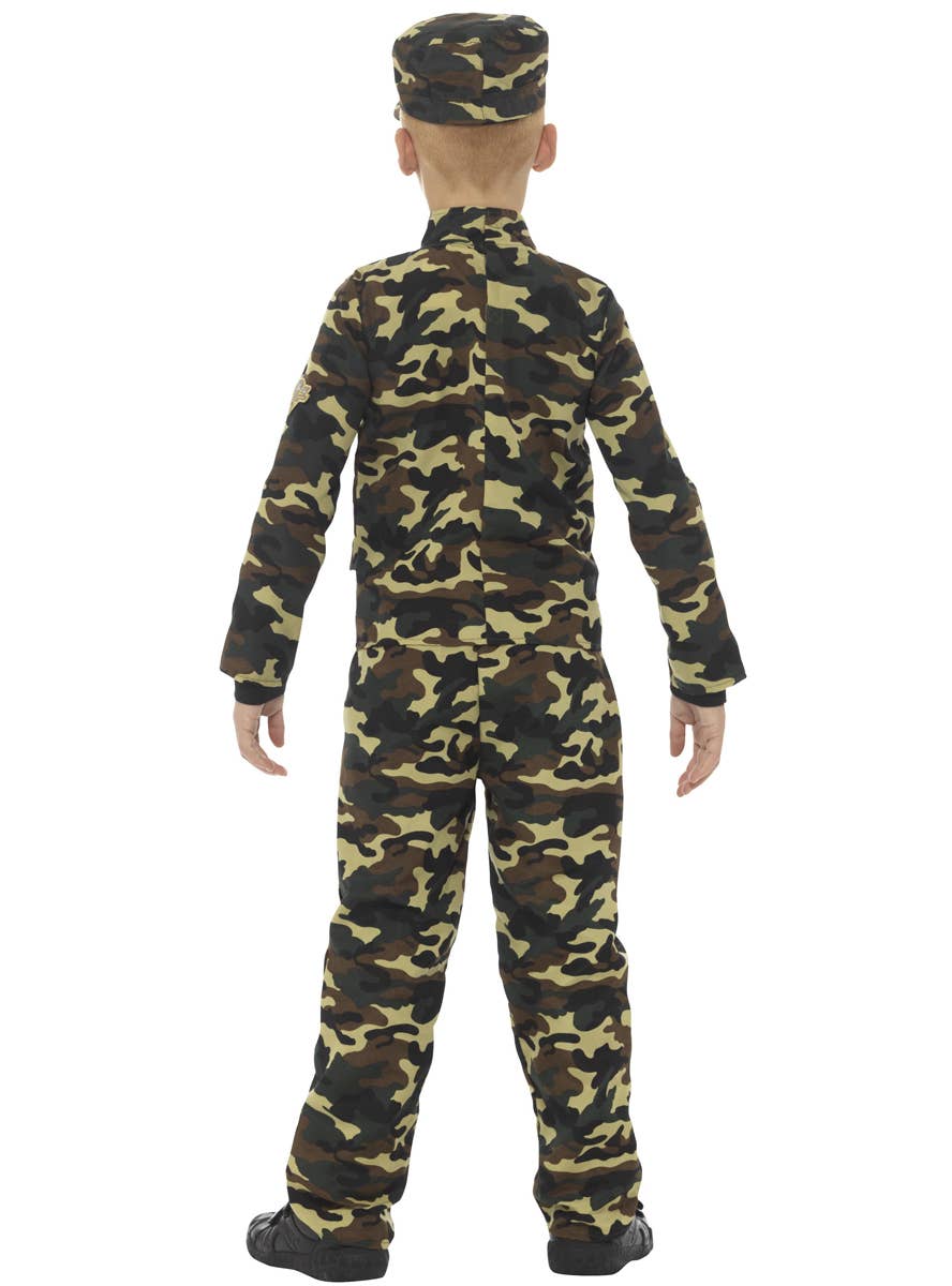 Boy's Military Camouflage Army Fancy Dress Costume Back Image