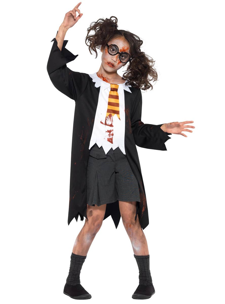 Girls Zombie Hogwarts Student Halloween CostumeMain Image