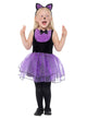 Toddler Girls Cute Purple and Black Cat Halloween Costume Main Image