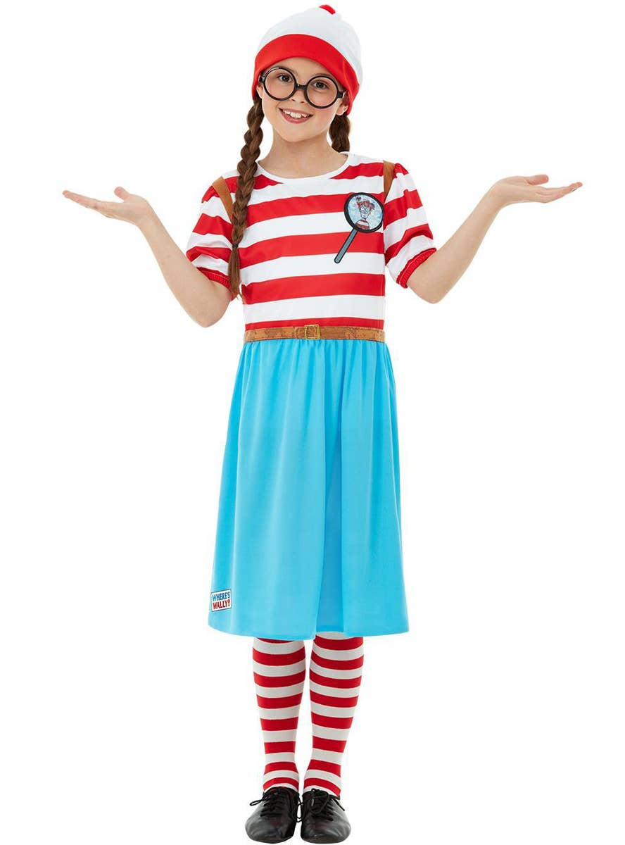 Girls Deluxe Wheres Wally Dress Up Costume - Alternate Front Image