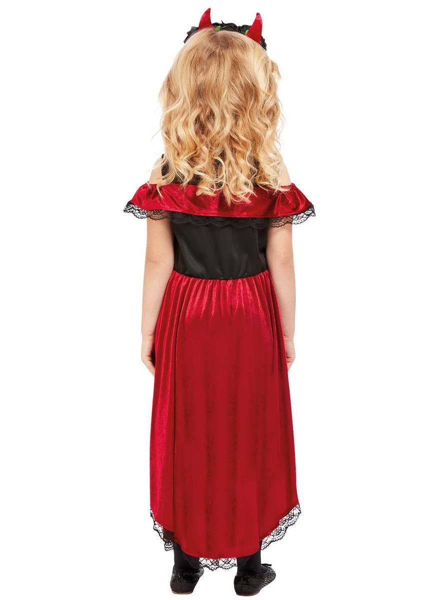 Girls Red and Black Day of the Dead Devil Halloween Costume - Back Image