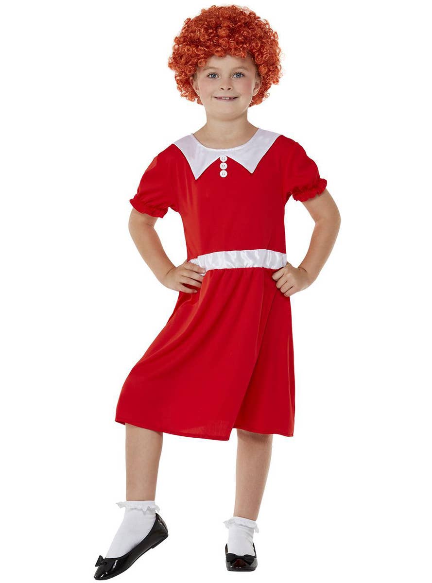 Girls Red and White Orphan Annie Costume - Alternate Image