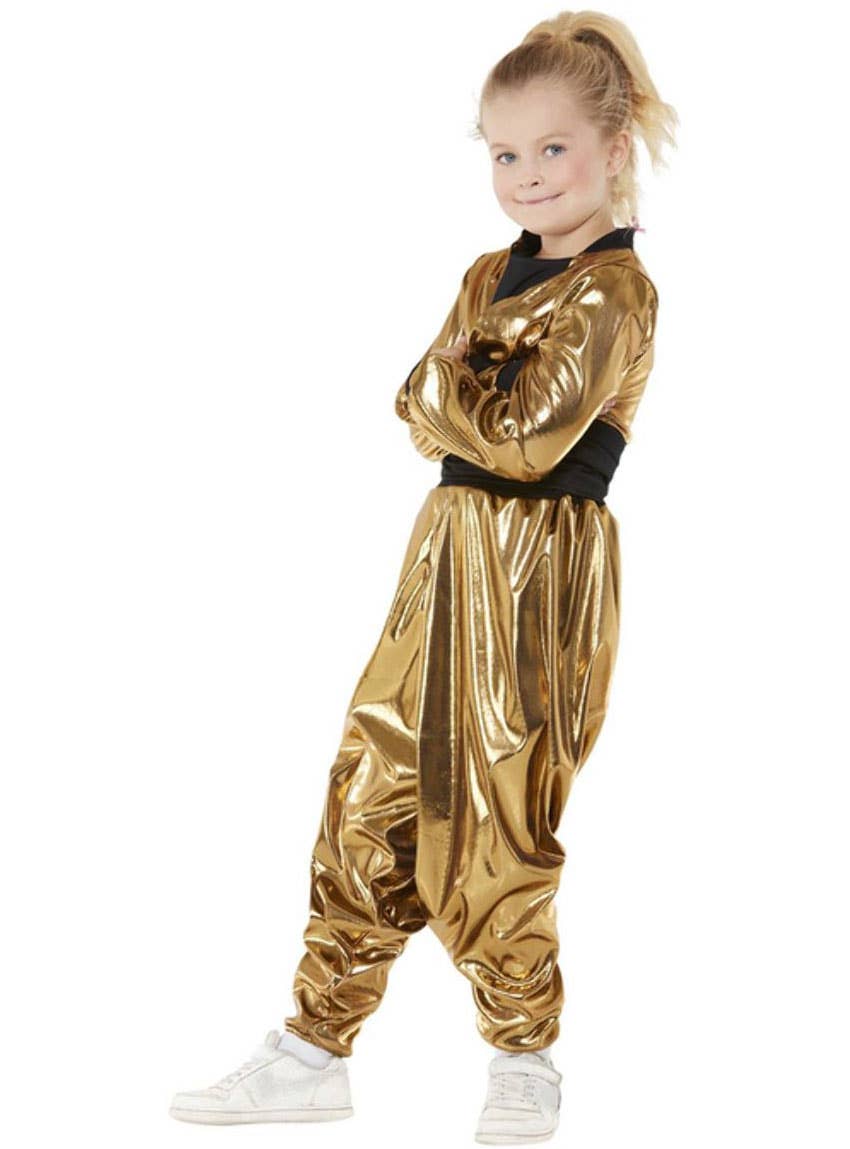 Girls Gold MC Hammer Inspired Costume - Side Image