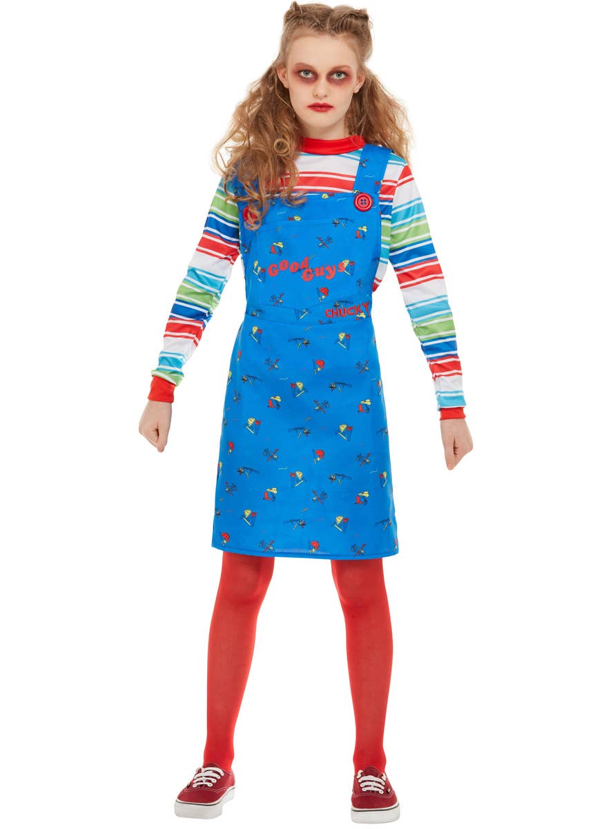 Chucky Doll Girls Halloween Fancy Dress Costume - Alternate Front Image