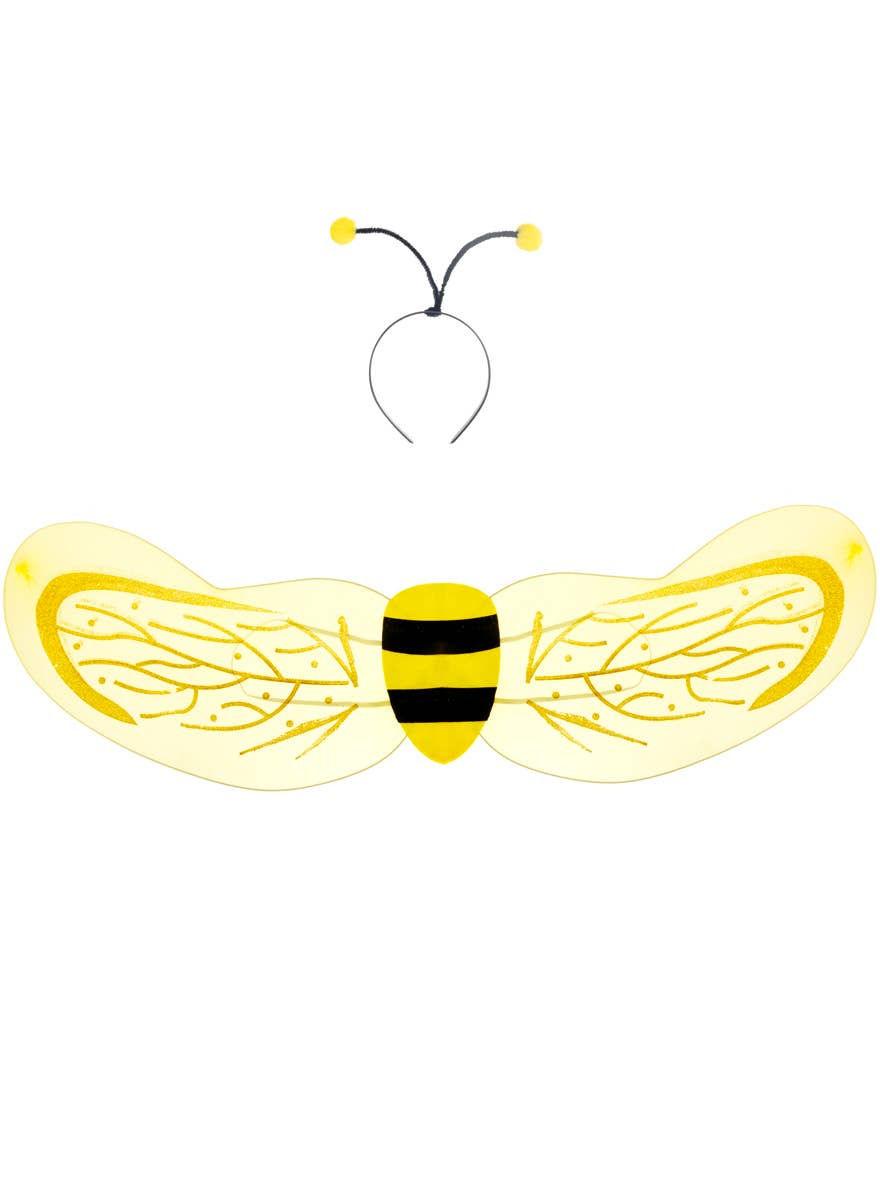 Girls Yellow Bumblebee Costume Wings and Headband Set - Alternate Image