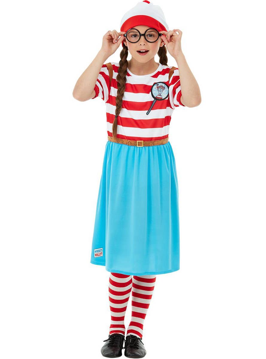 Teen Girls Deluxe Wheres Wally Dress Up Costume - Alternate Front Image