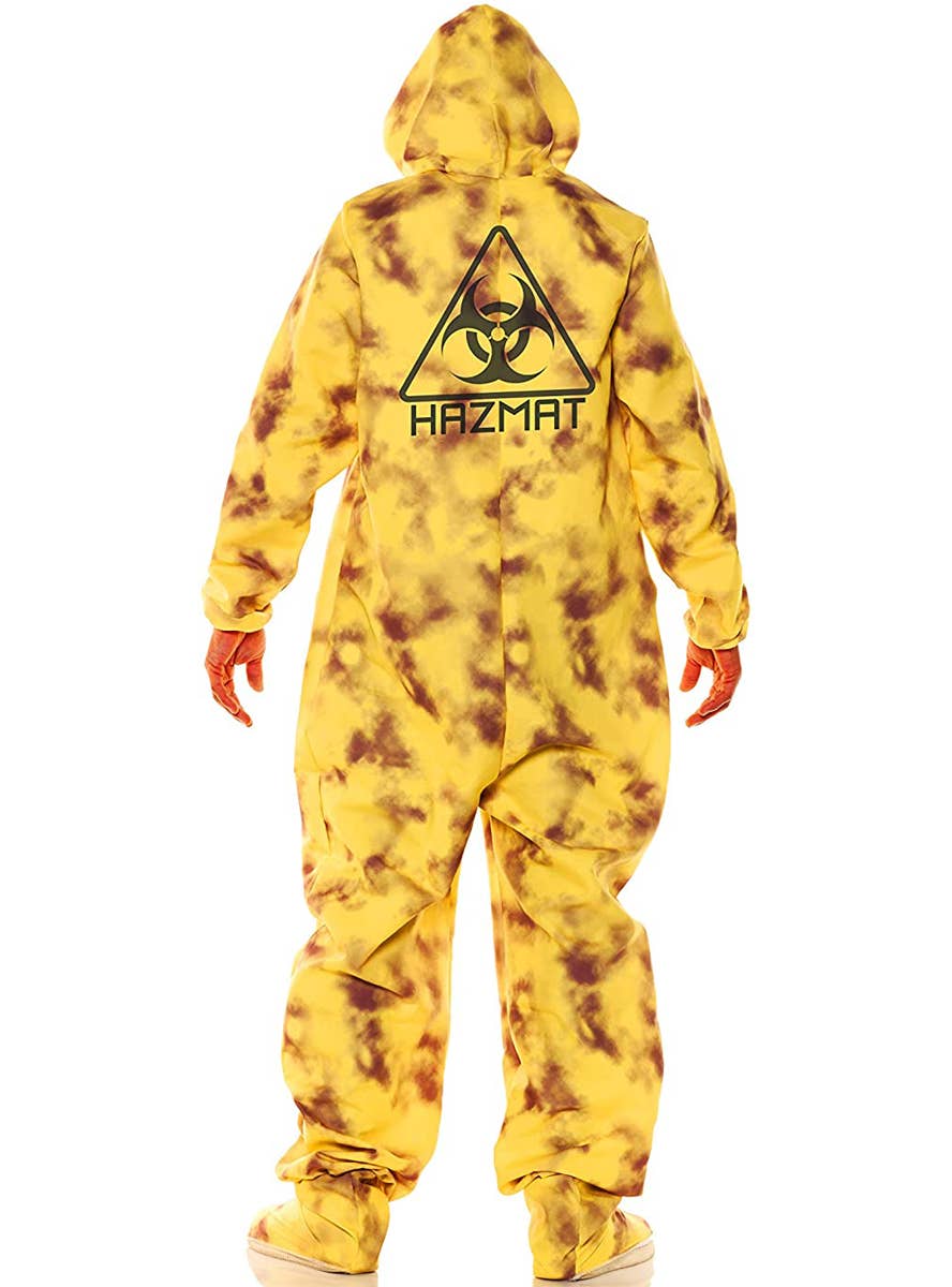 Teen Boys Dirty Yellow Hazmat Suit Fancy Dress Costume - Back Image