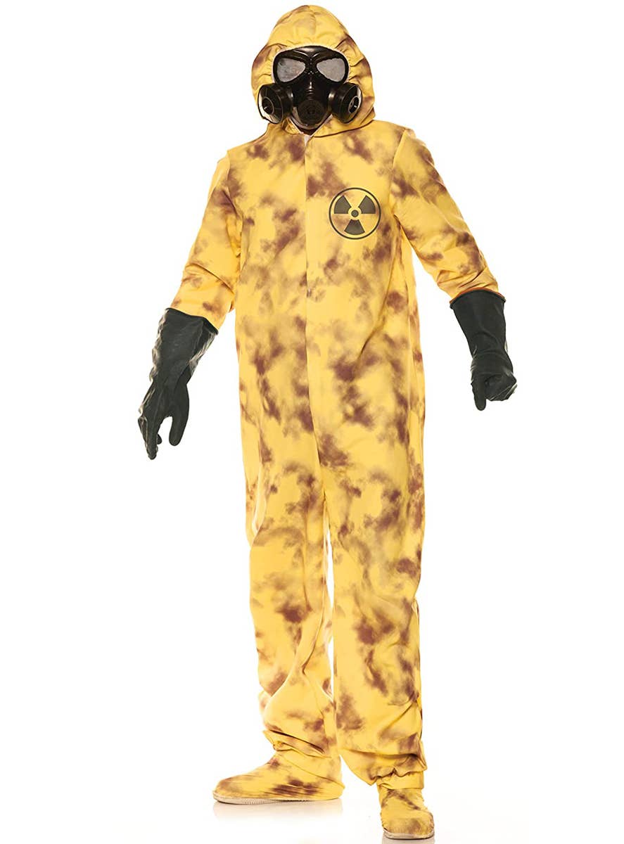 Teen Boys Dirty Yellow Hazmat Suit Fancy Dress Costume - Main Image