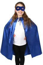Children's Blue Superhero Satin Cape and Mask Set