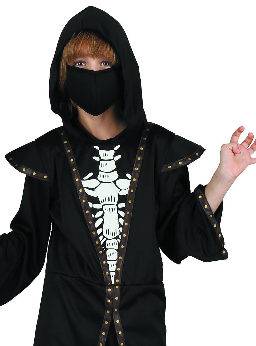 Demonic Skeleton Boys Halloween Fancy Dress Costume - Close Up