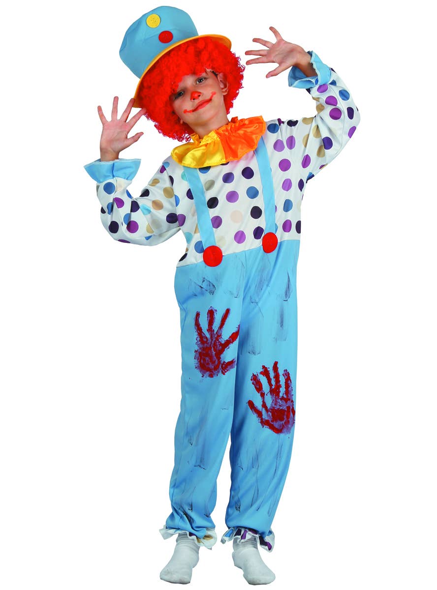 Boys Creepy Bloody Clown Halloween Fancy Dress Costume Main Image