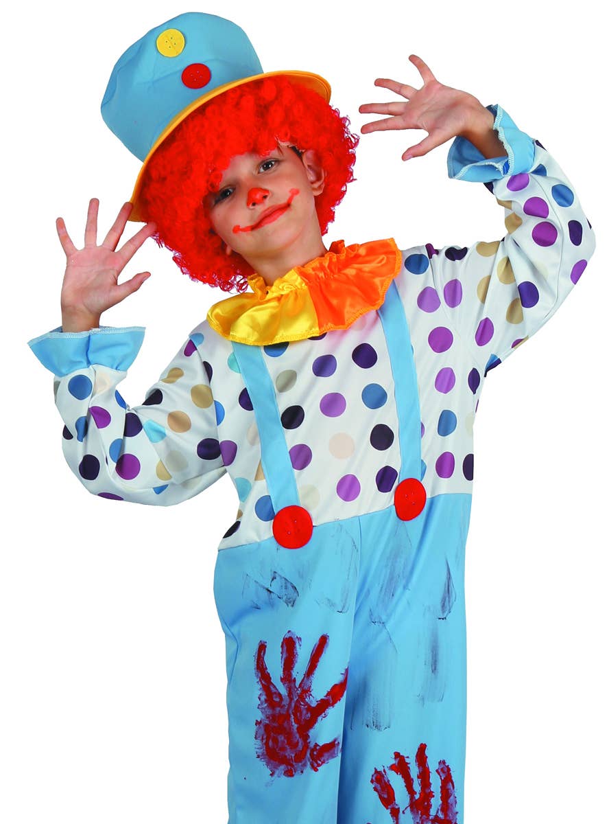 Boys Creepy Bloody Clown Halloween Fancy Dress Costume Close Image