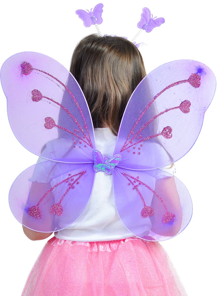 Pink and Purple Butterfly Wings and Wand Accessory Set - Back Image