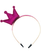 Kids Mini Hot Pink Glitter Princess Crown on Headband