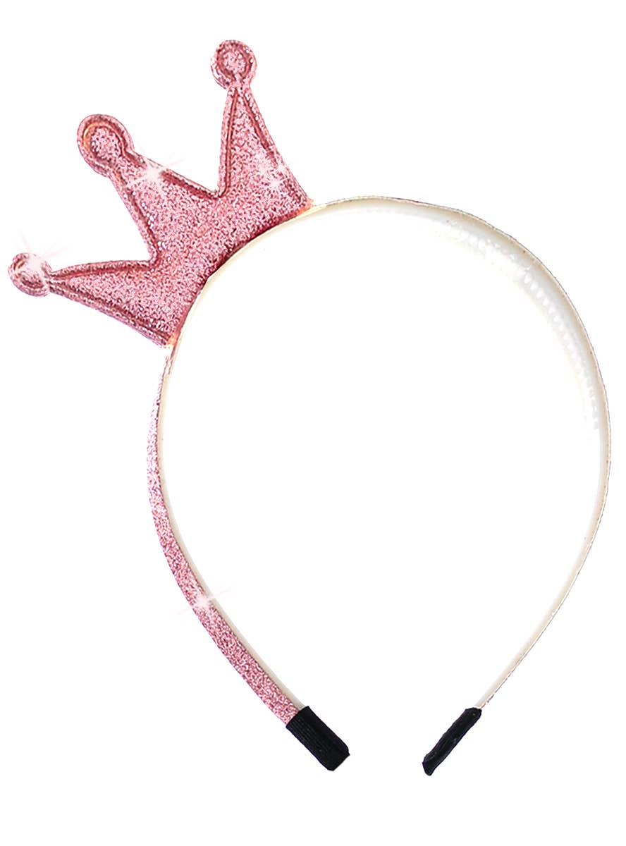 Kids Mini Light Pink Glitter Princess Crown on Headband