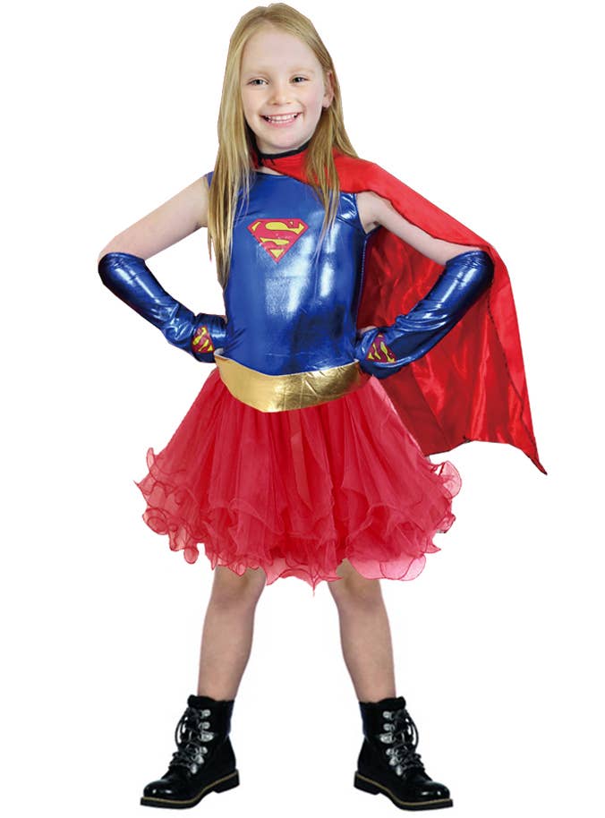 Red and Blue Super Girl Costume for Girls