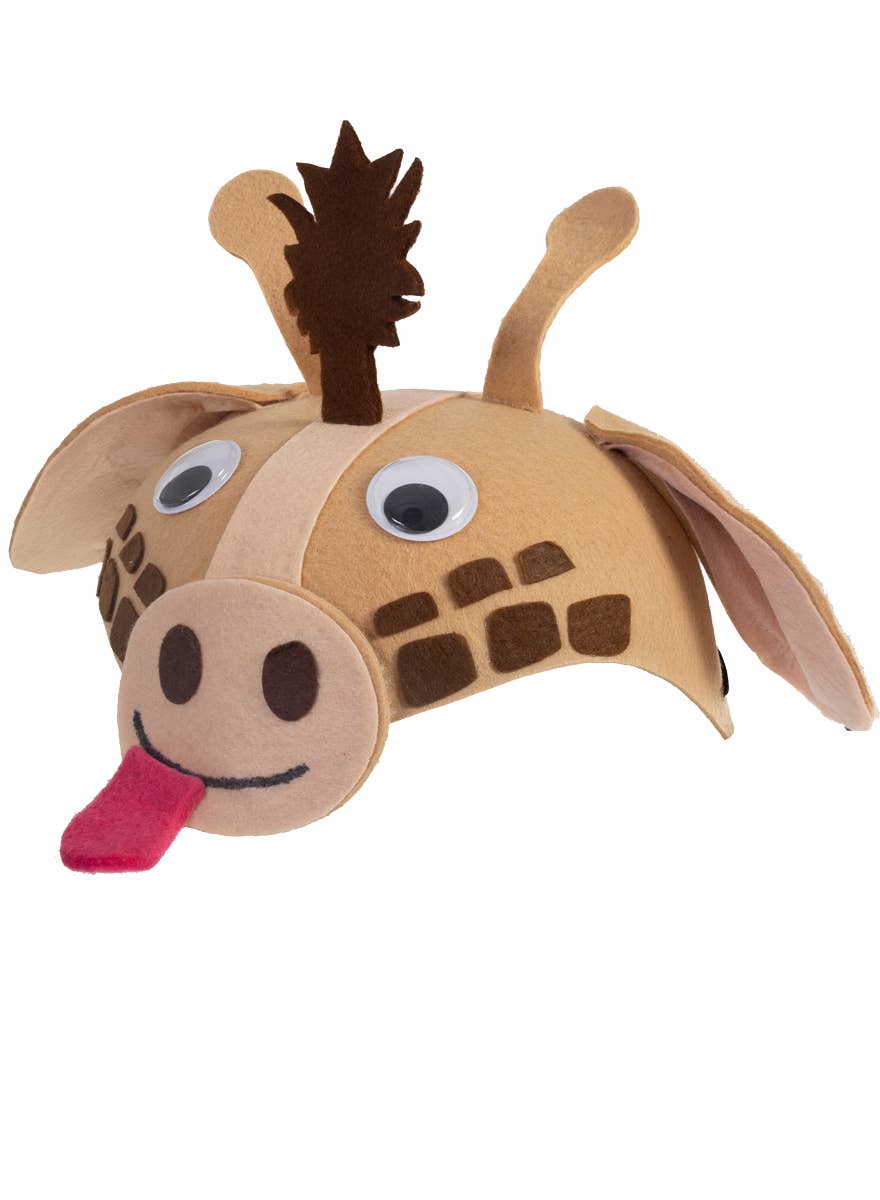 Kids Brown Felt Fabric Giraffe Costume Hat - Side Image