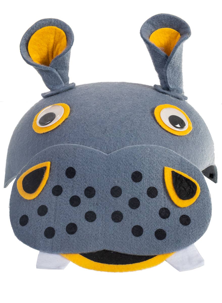 Kids Grey Felt Hippo Costume Hat - Front Image