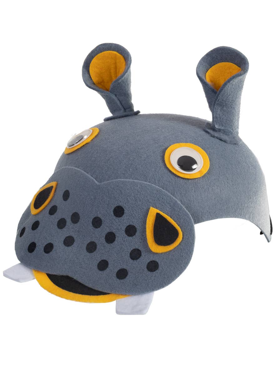 Kids Grey Felt Hippo Costume Hat - Side Image