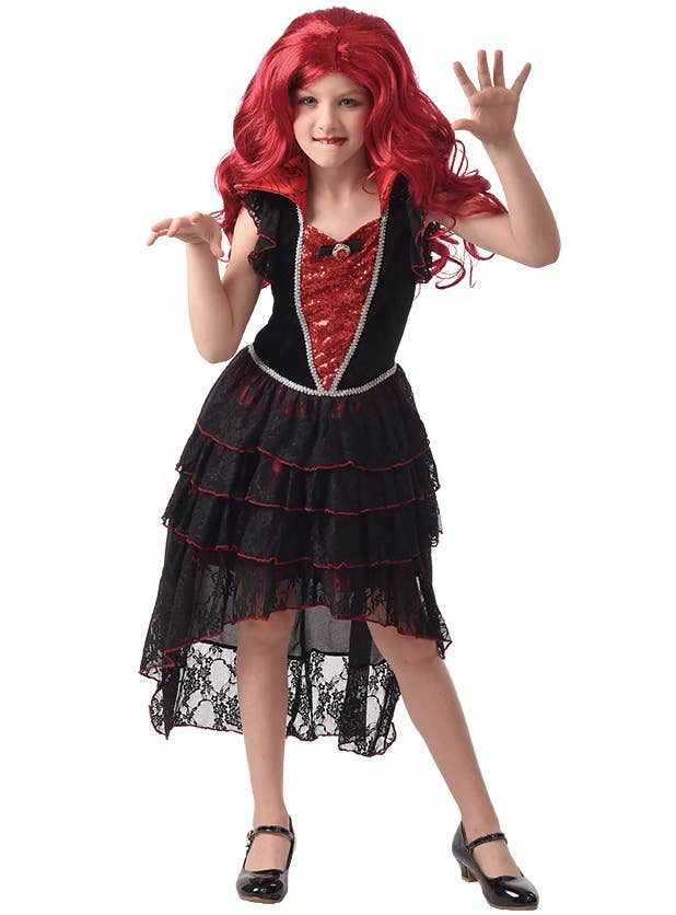 Girls Red and Black Vampire Costume | Vampire Girls Halloween Costume