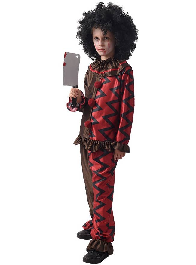 Evil Clown Boy's Red and Brown Halloween Costume