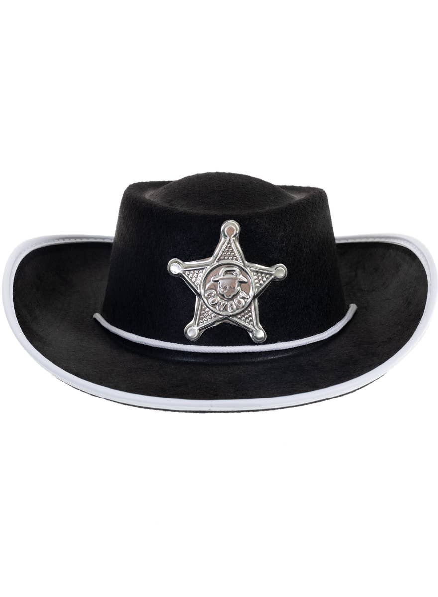 Kids Black Sheriff Cowboy Hat with Badge - Alternate Image