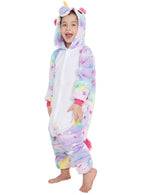 Girl's Enchanted Rainbow Star Unicorn Costume Onesie Jumpsuit Main Image