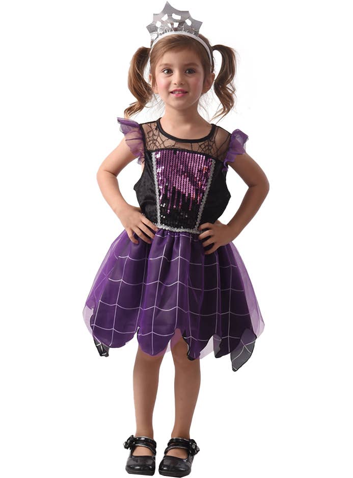 Purple and Black Toddler Girls Spider Queen Costume