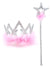 Silver Princess Crown and Wand Accessory Set with Pink Feather