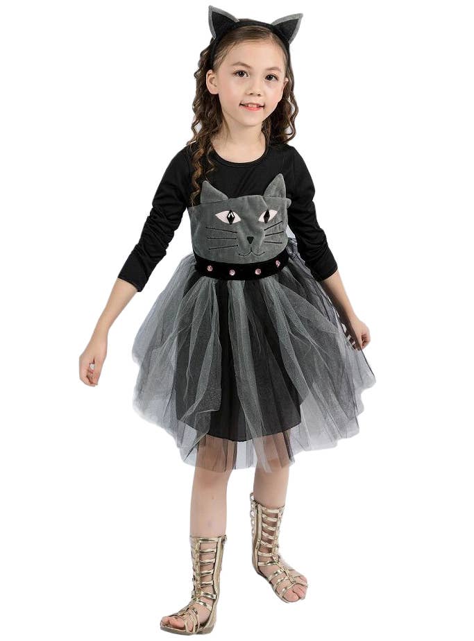 Girl's Black Cat Halloween Fancy Dress Costume