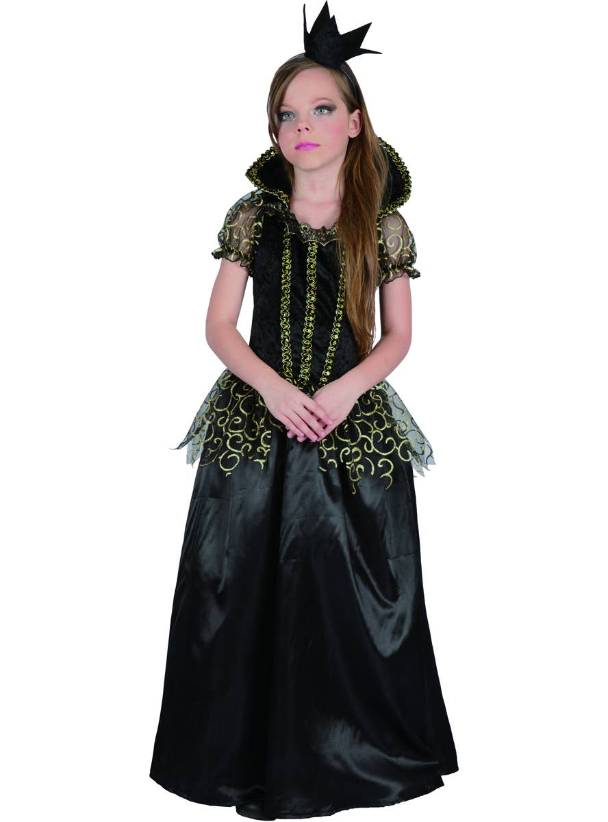 Black and Gold Evil Queen Costume for Girls