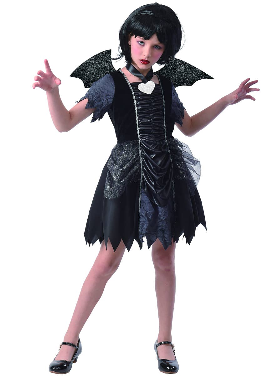 Black Glitter Bat Costume for Girls