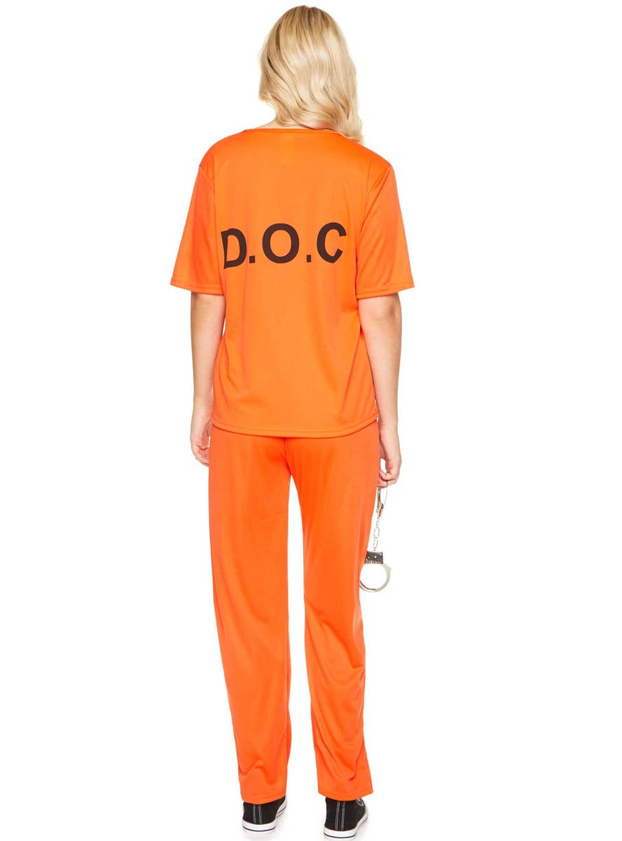 Orange Women's Female Inmate Prisoner Costume Back View