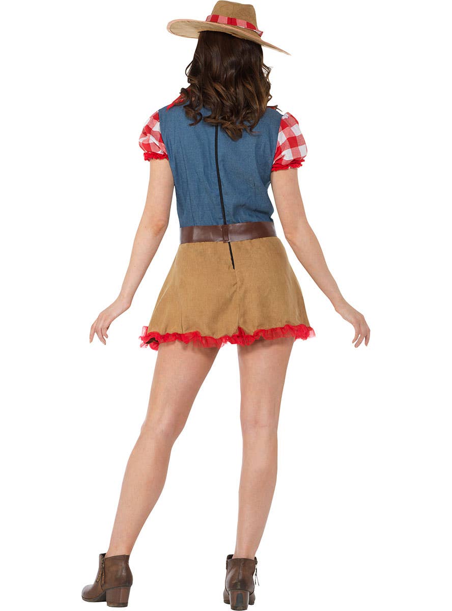 Womens Rodeo Cowgirl Western Fancy Dress Costume - Back Image