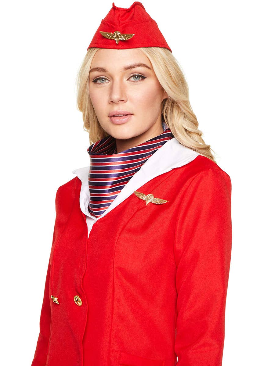 Retro Red 40's Flight Attendant Costume for Women - Closein Image