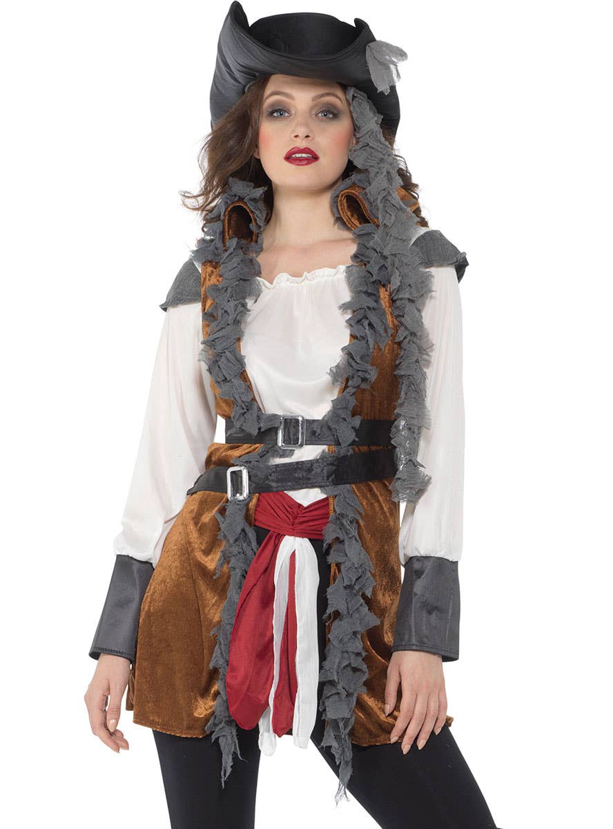 Women's Pirate Buccaneer Fancy Dress Costume Close Up Image