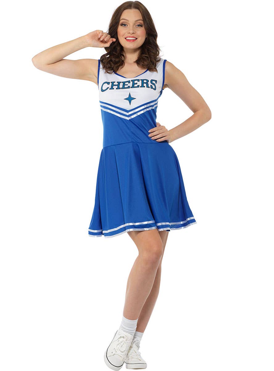 Women's Classic Blue Cheerleader Costume Main Image