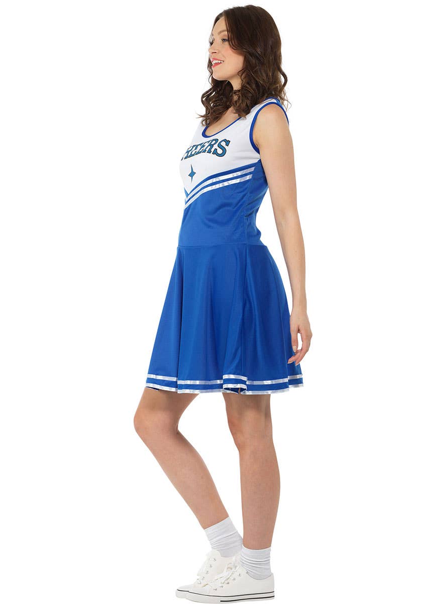 Women's Classic Blue Cheerleader Costume Side Image