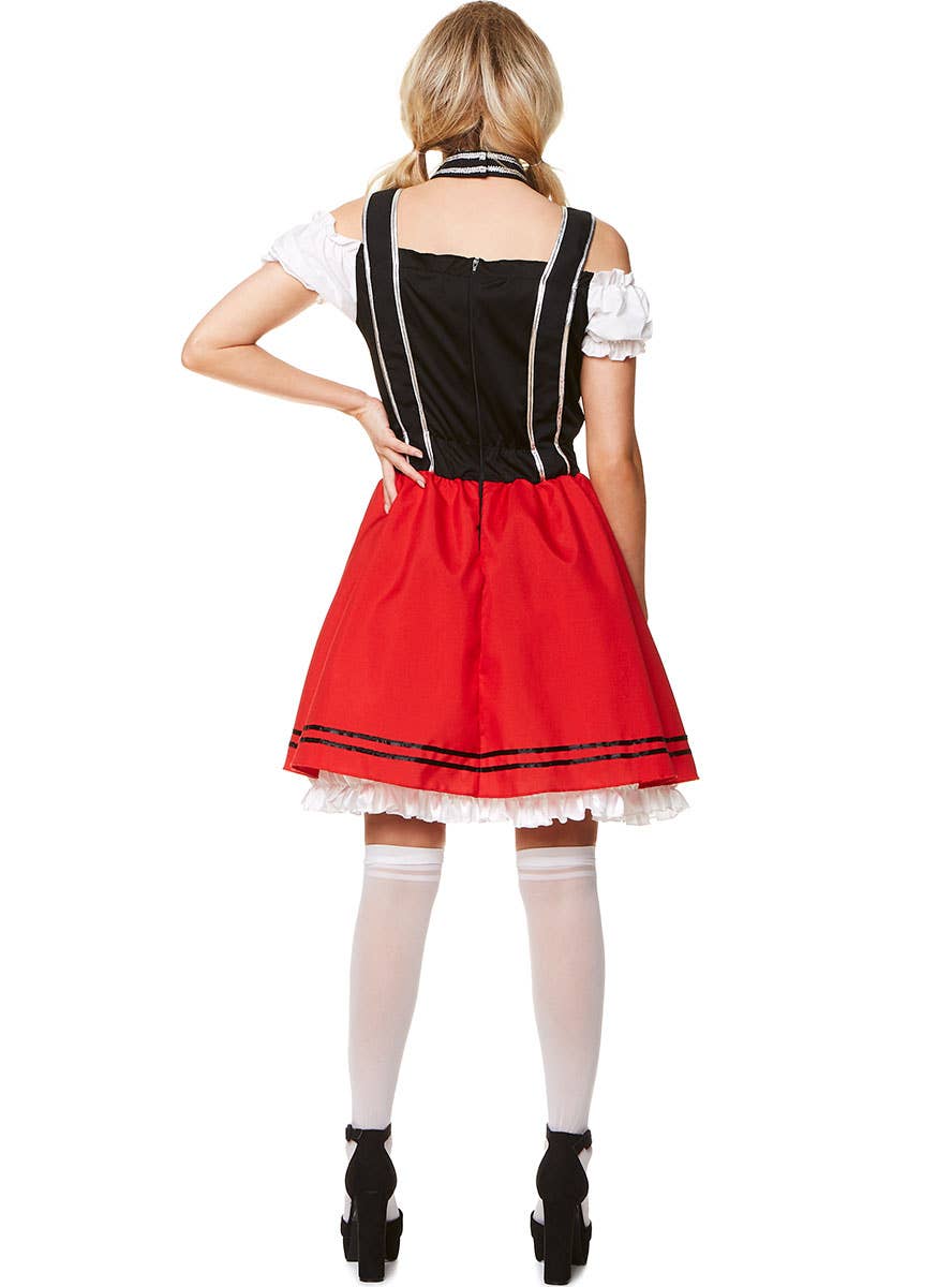 Red and Black Beer Girl Costume for Women - Back Image