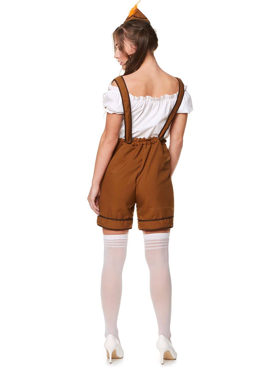 Brown Lederhosen Costume for Women - Back Image