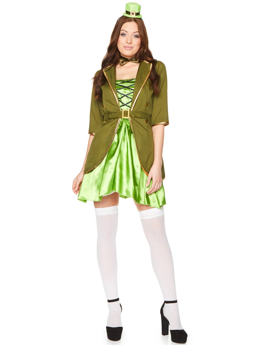 Lucky Charm Women's Sexy Green Leprechaun Costume - Alternative Image