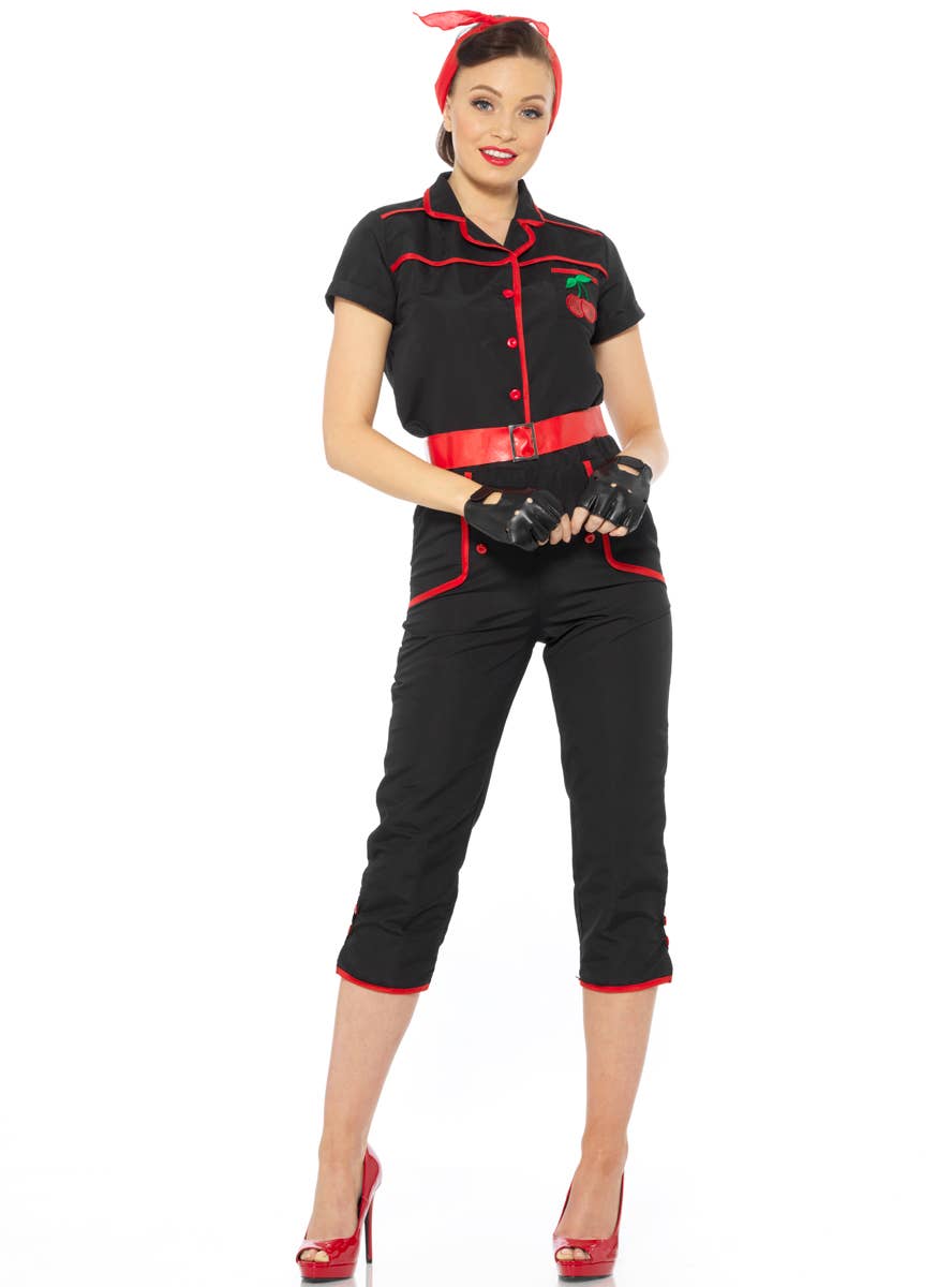 Black and Red 1950's Rockabilly Women's Costume - Alternative Image
