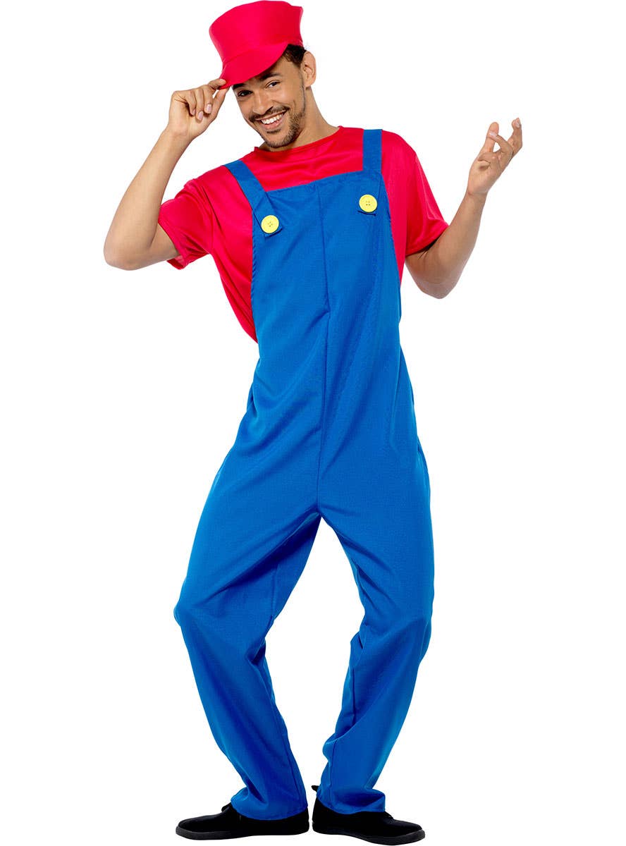 Red Plumber Men's Mario Video Game Costume Alternate Image