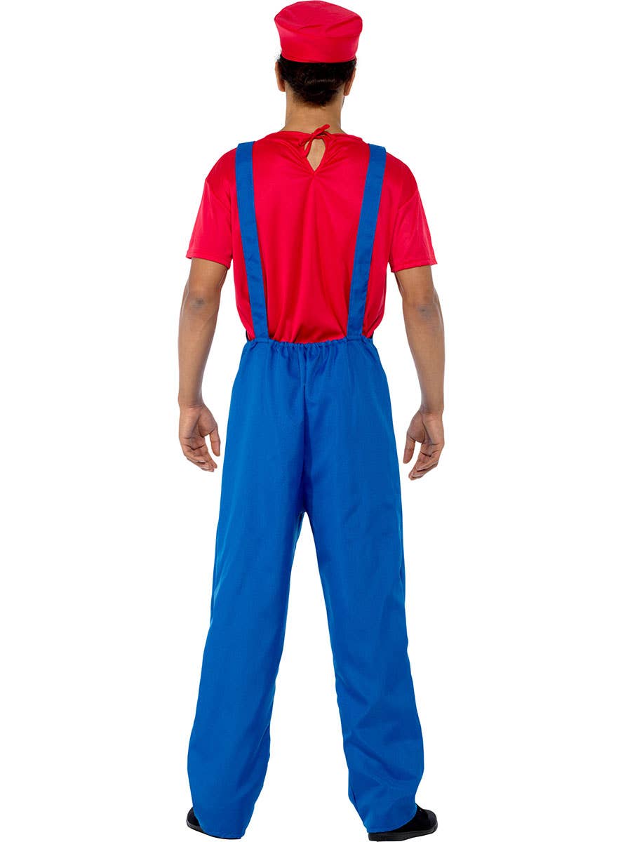 Red Plumber Men's Mario Video Game Costume Back Image