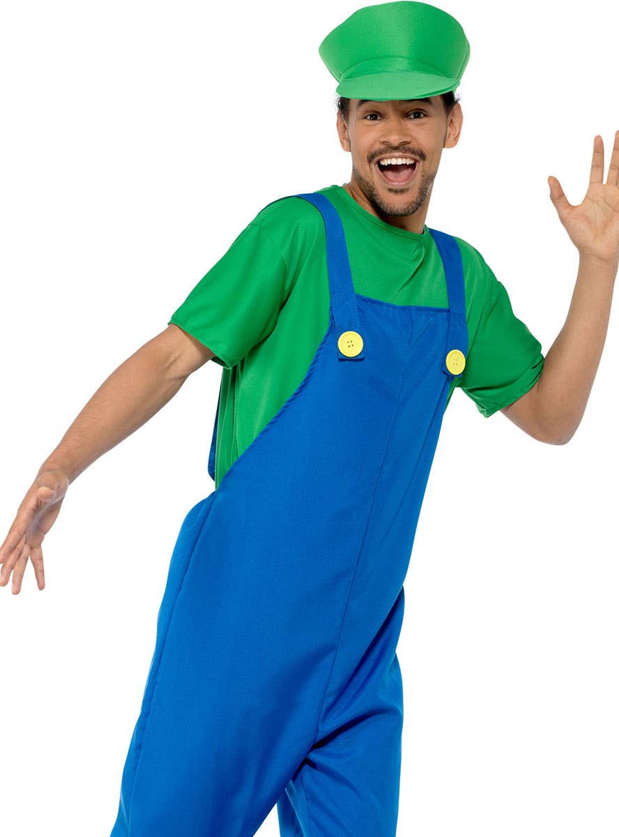 Green Plumber Guy Luigi Men's Costume Close Image